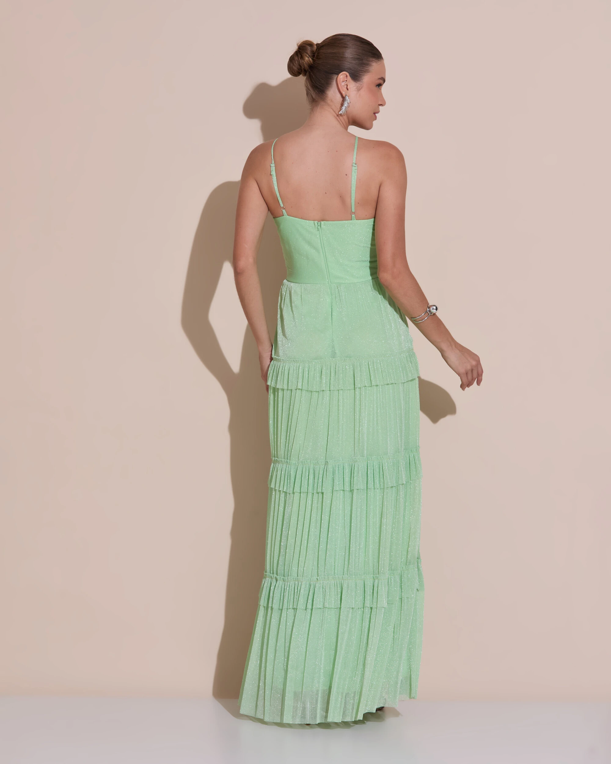 Foto Vestido de Festa Longo Tule com Saia Babado Verde Lima
