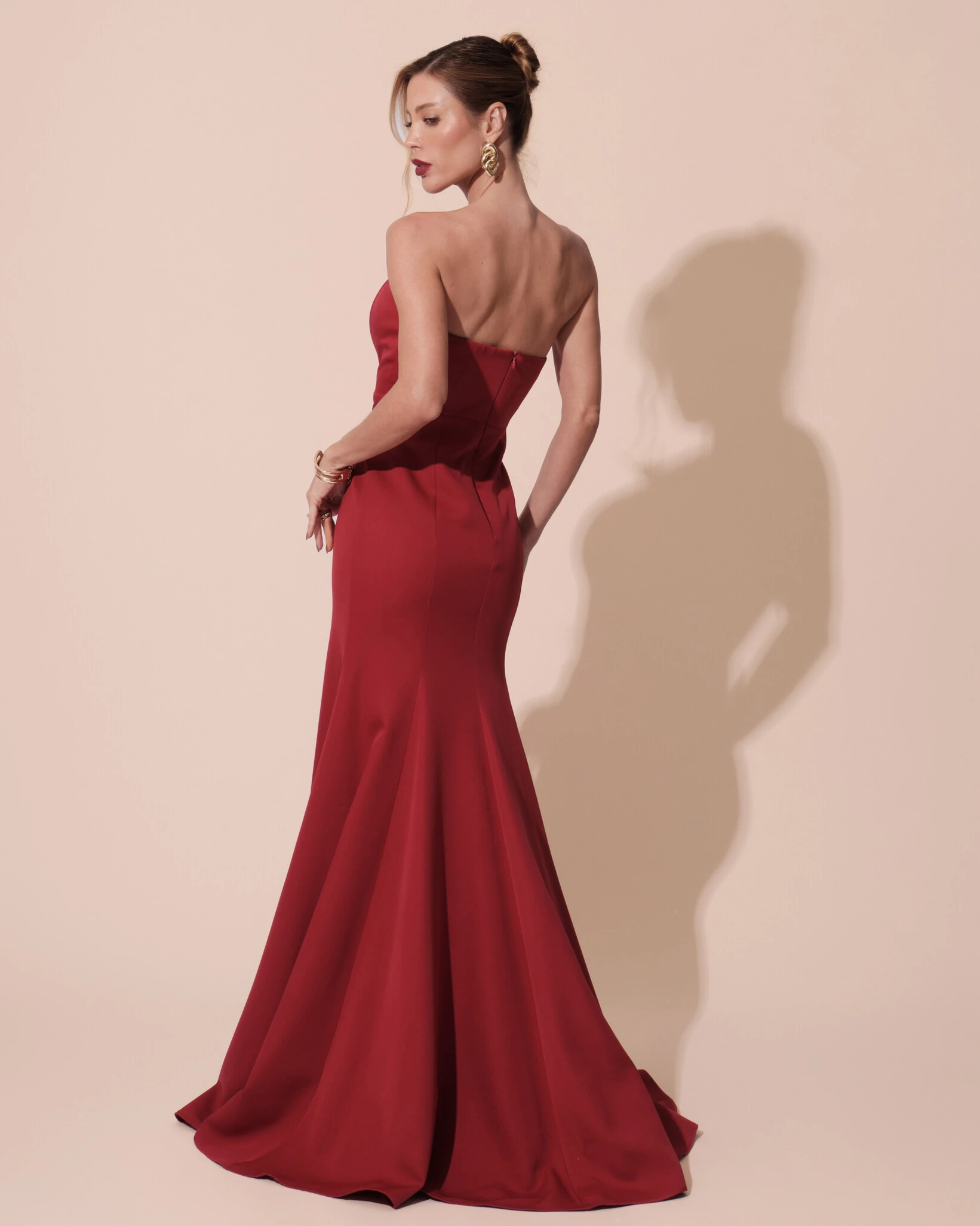 FotoVestido de Festa Longo Alfaiataria Tomara que Caia Saia Sereia Cereja