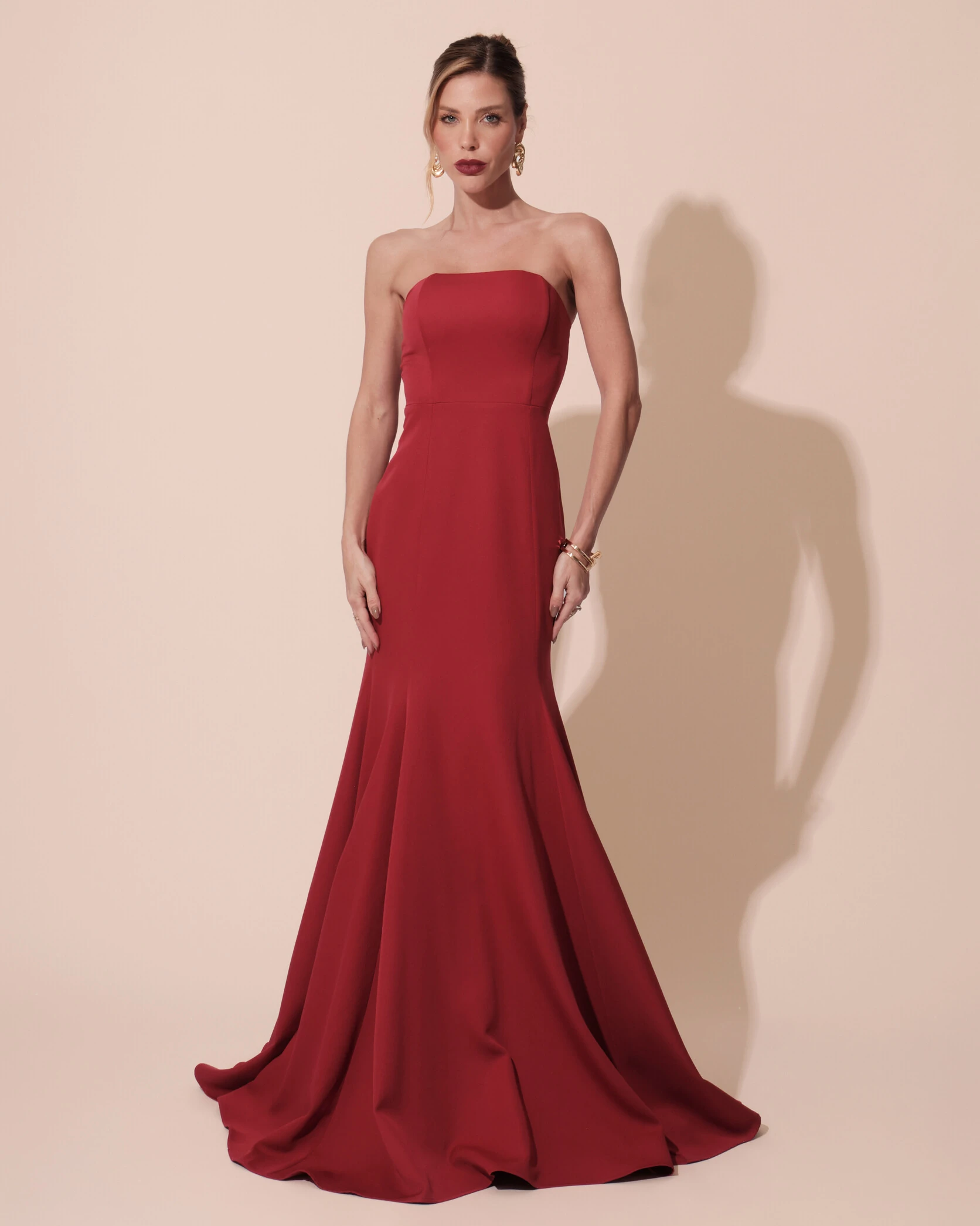 FotoVestido de Festa Longo Alfaiataria Tomara que Caia Saia Sereia Cereja