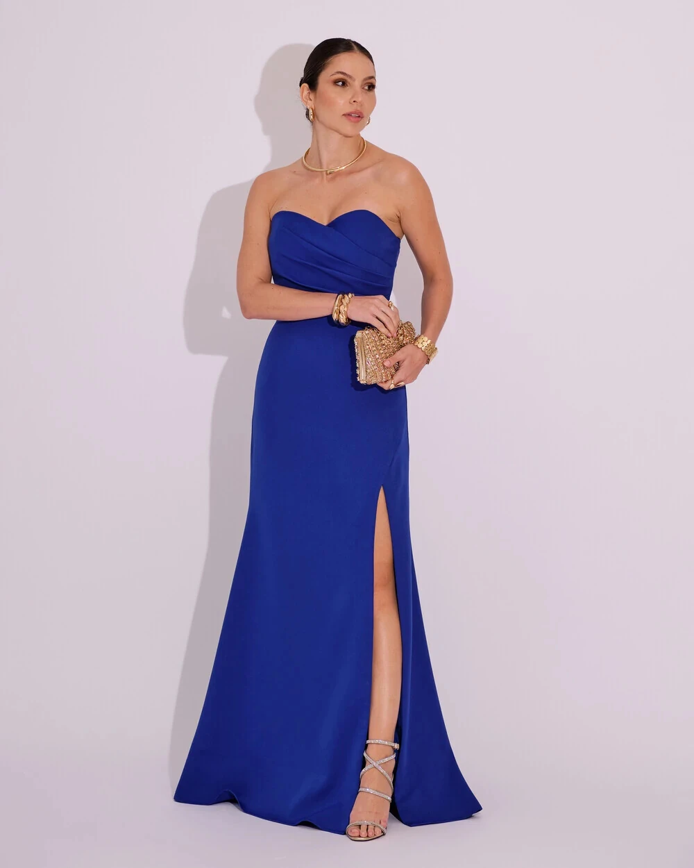 Vestido de Festa Longo Tomara que Caia Alfaiataria Azul Royal