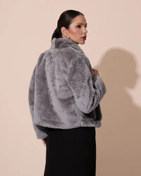 Casaco Fake Fur Grafite