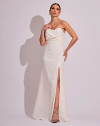 Vestido de Festa Longo Tomara que Caia Alfaiataria Branco