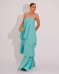 Vestido de Festa Longo Tomara que Caia em Camadas Tiffany
