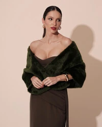 Estola Verde Oliva New Fake Fur