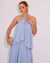 Vestido Longo Babado em Camadas Serenity