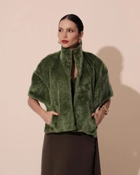 Estola Fake Fur Verde Oliva New