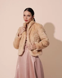 Casaco Fake Fur Bege New