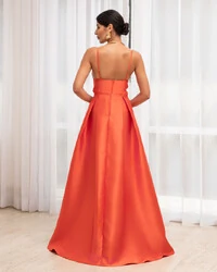 Vestido Longo de Festa Zibeline Decote em V Laranja