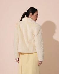 Casaco Fake Fur Amarelo Manteiga