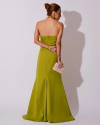 Vestido de Festa Longo Tomara que Caia Alfaiataria Verde Pistache