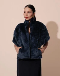 Estola Fake Fur Azul Marinho