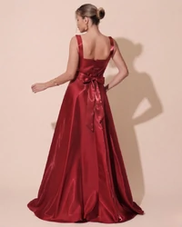 Vestido de Festa Longo Zibeline Cristal com Fenda e Faixa Vermelho