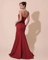 Vestido de Festa Longo Alfaiataria Tomara que Caia Saia Sereia Cereja