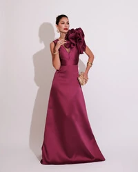 Vestido de Festa longo Zibeline Flor Fúcsia