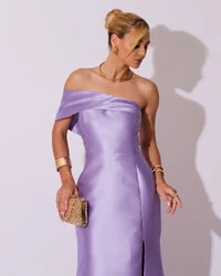 Vestido de Festa Zibeline com Faixa Ombro a Ombro Lilás