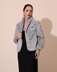 Casaco Fake Fur Cinza New