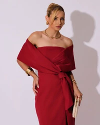 Vestido de Festa Midi Alfaiataria Cereja