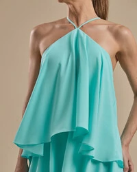 Vestido Longo Babado em Camadas Tiffany