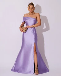 Vestido de Festa Zibeline com Faixa Ombro a Ombro Lilás