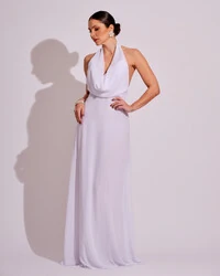 Vestido de Festa Longo com Decote Degagê Branco