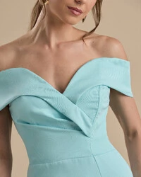 Vestido de Festa Longo Alfaiataria Ombro a Ombro com Fenda Tiffany