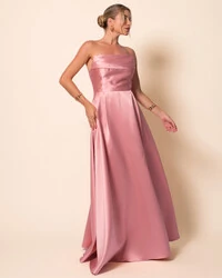 Vestido de Festa Longo Tomara que Caia Trançado Costa em Zibeline Rose