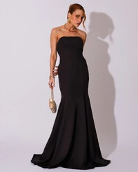 Vestido de Festa Longo Alfaiataria Tomara que Caia Saia Sereia Preto