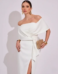 Vestido de Festa Midi Alfaitaria Branco