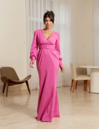 Vestido Longo Beatriz Fucsia Framboesa