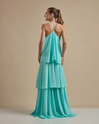 Vestido Longo Babado em Camadas Tiffany
