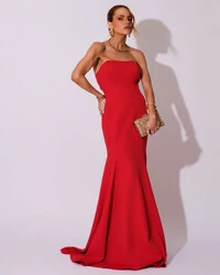 Vestido de Festa Longo Alfaiataria Tomara que Caia Saia Sereia Vermelho