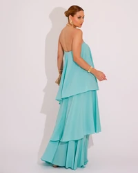 Vestido de Festa Longo Tomara que Caia em Camadas Tiffany