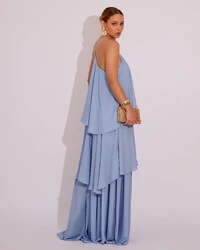 Vestido Longo Babado em Camadas Serenity