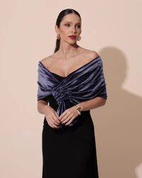 Estola Veludo Azul Marinho