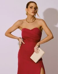 Vestido de Festa Longo Tomara que Caia Alfaiataria Cereja