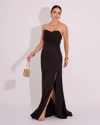 Vestido de Festa Longo Tomara que Caia Alfaiataria Preto