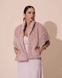 Estola Fake Fur Rose Queimado