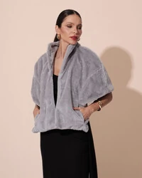 Estola Fake Fur Cinza New