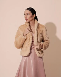 Casaco Fake Fur Bege New