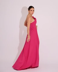 Vestido de Festa Longo Alfaiataria Tomara que Caia com Fenda Detalhe Pink