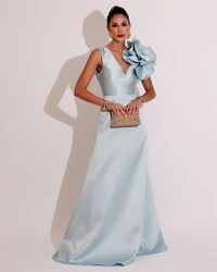 Vestido de Festa longo Zibeline Flor Tiffany