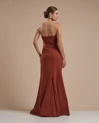 Vestido de Festa Longo Tomara que Caia Alfaiataria Terracota