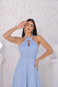 Vestido Longo Leia Frente Única Plissado Serenity