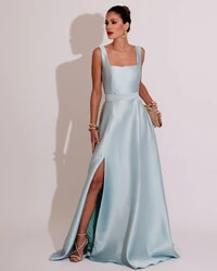 Vestido de Festa Longo Zibeline com Fenda e Faixa Serenity