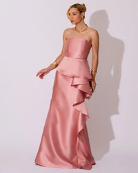 Vestido de Festa Longo Tomara que Caia Babado Cascata Rose