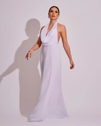 Vestido de Festa Longo com Decote Degagê Branco