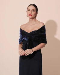 Estola Veludo Azul Marinho New