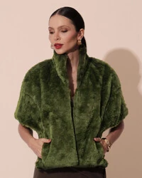 Estola Fake Fur Verde Musgo