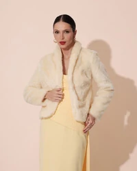 Casaco Fake Fur Amarelo Manteiga