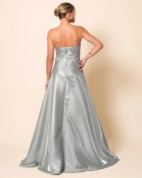 Vestido de Festa Longo Cetim Cristal Tomara que Caia Detalhe Verde Menta